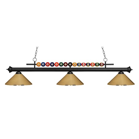 Z-Lite Shark 3 Light Billiard Light, Matte Black & Polished Brass 170MB-MPB